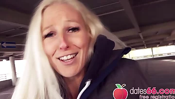 HORNY GERMAN Blonde Cam Angel BANGED in PUBLIC by random date! (ENGLISH) Dates66.com