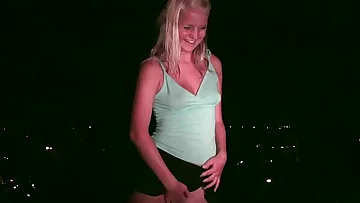 Young blonde pretty girl decided to join PUBLIC sex gangbang