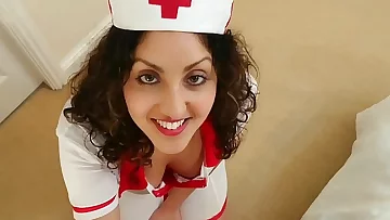 British Nurse collects patient sperm sample but ends up swallowing it deepthroat POV Indian