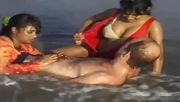 wild threesome indian beach fun