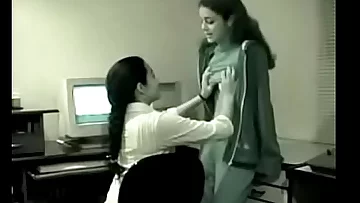 Two young Indian Lesbians have fun in the office