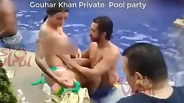 Indian Actress Gouhar Khan Private Pool party