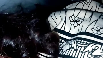 Indian brunette hairplay on bus