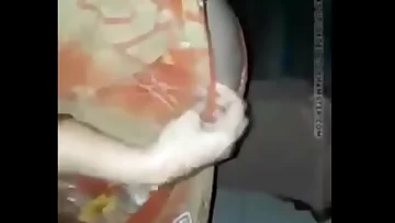 Dolly Aunty unbuttoned her blouse while wearing sari and took it out for Dudu Gula Mey's house teacher.