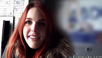 Redhead Spanish student from public banging
