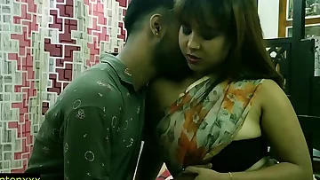 Indian beautiful Hot model sex with teen boy at home! with clear hindi audio! sharee sex