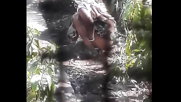 Desi lady outdoor toilet