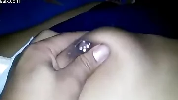 Desi wife sucking cock and hubby pressing his wife's milky boobs
