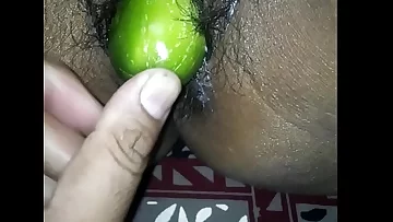 Desi wife eating cucumber