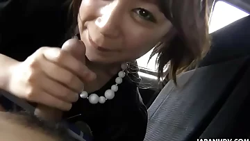 Excited Asian babe sucking off a fat penis