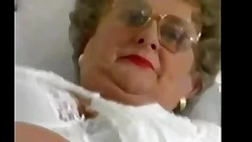 Chubby Granny With Glasses Masturbates